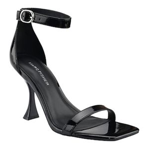 Marc Fisher Black Esmina Sandals Patent, Size 7- Black